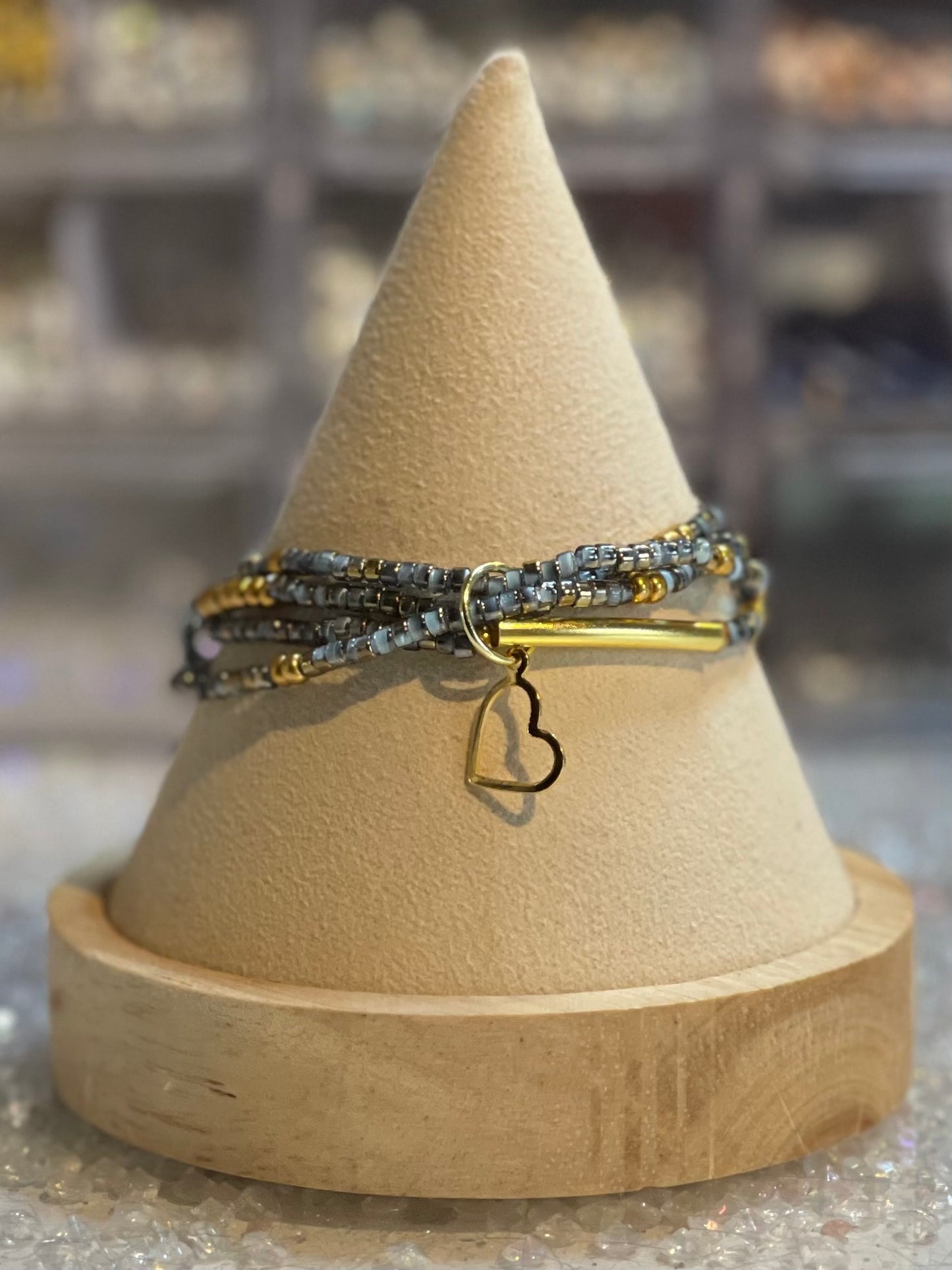 Boho style stackable glass bead bracelet 4pc