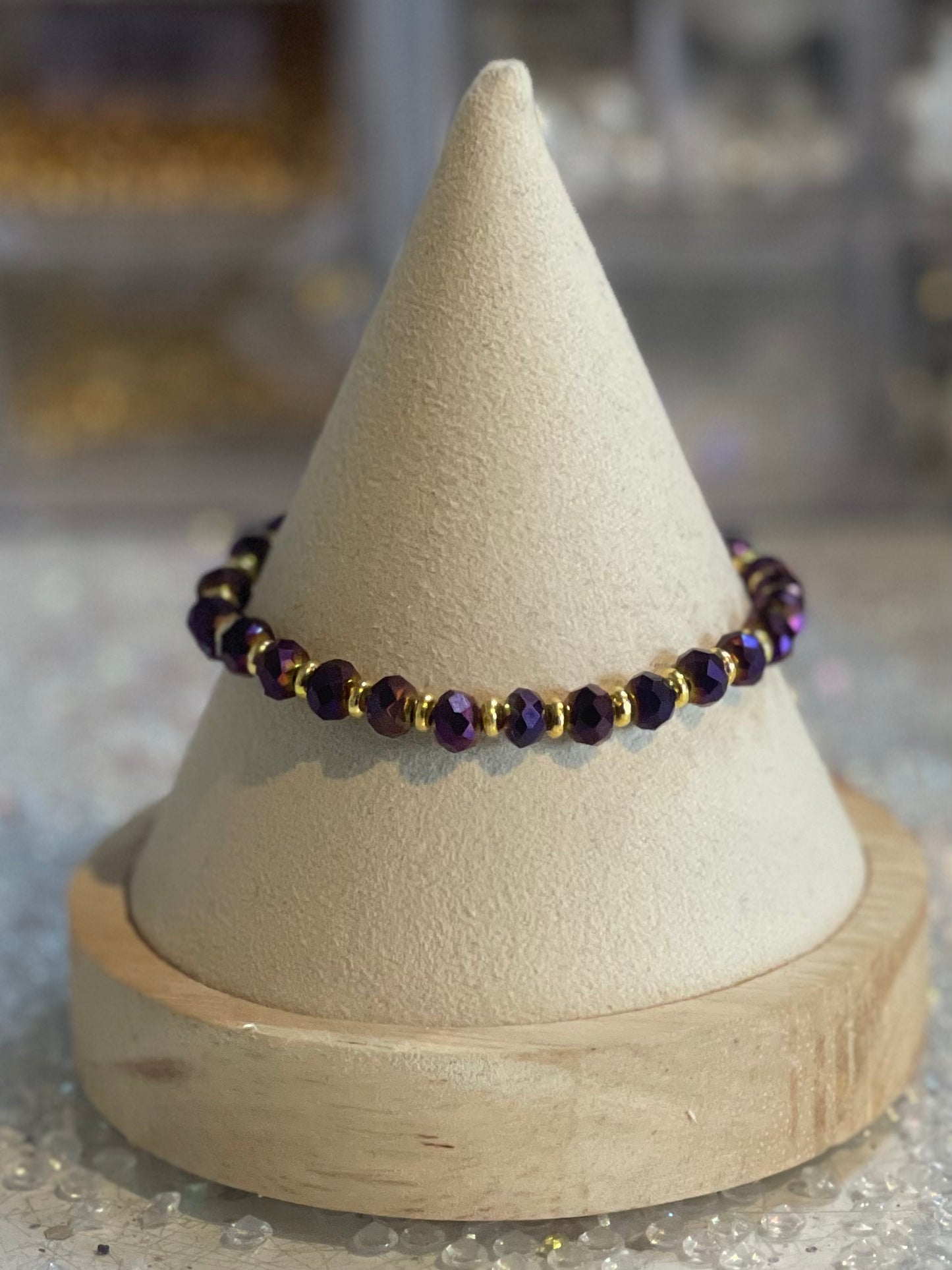 Faceted Purple Austria Crystal Glass Bead bracelet