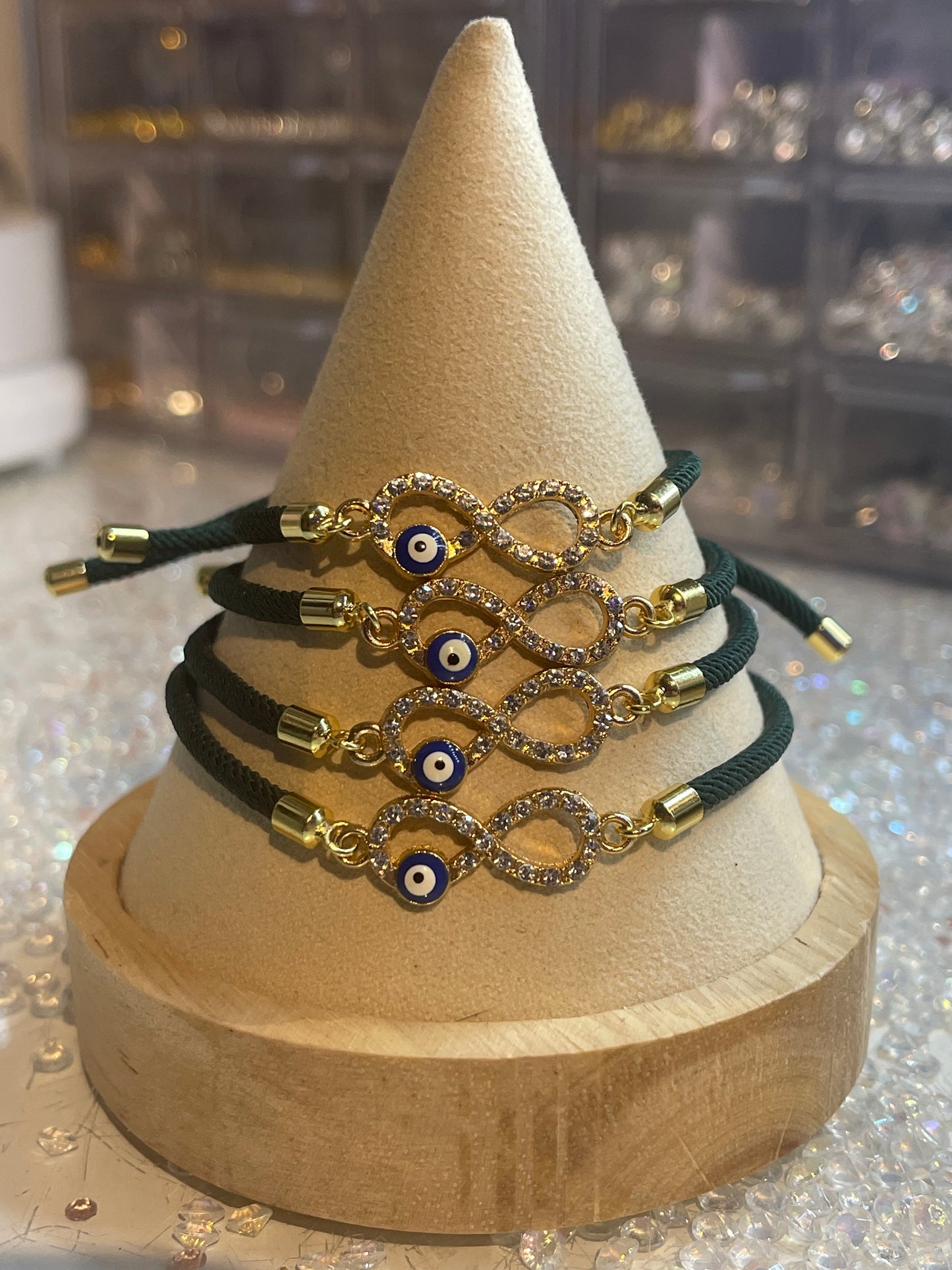 Dainty Infinity Evil eye Adjustable Slider Bracelet