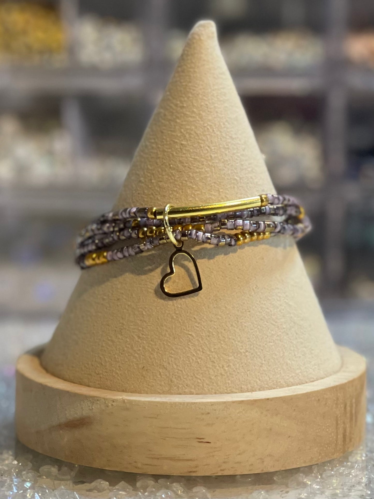 Boho style stackable glass bead bracelet 4pc