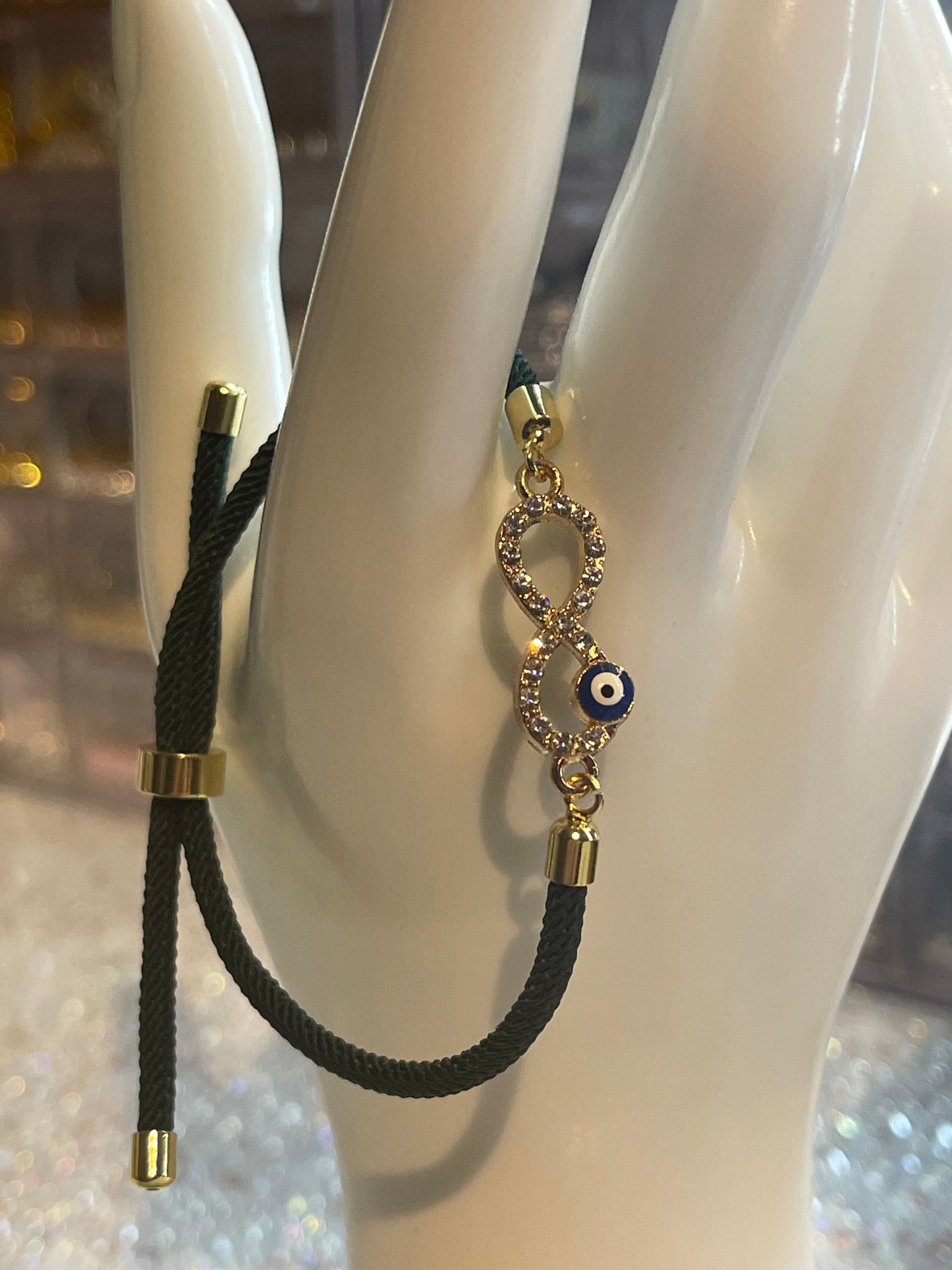 Dainty Infinity Evil eye Adjustable Slider Bracelet