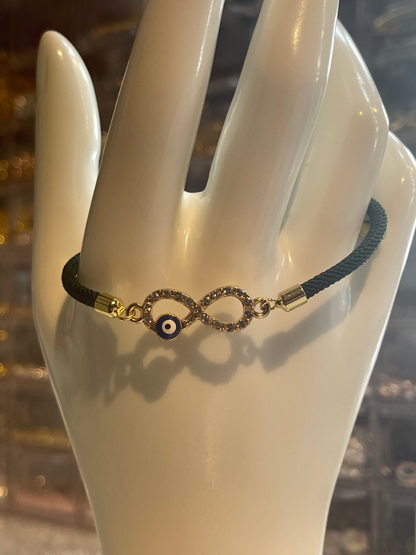 Dainty Infinity Evil eye Adjustable Slider Bracelet