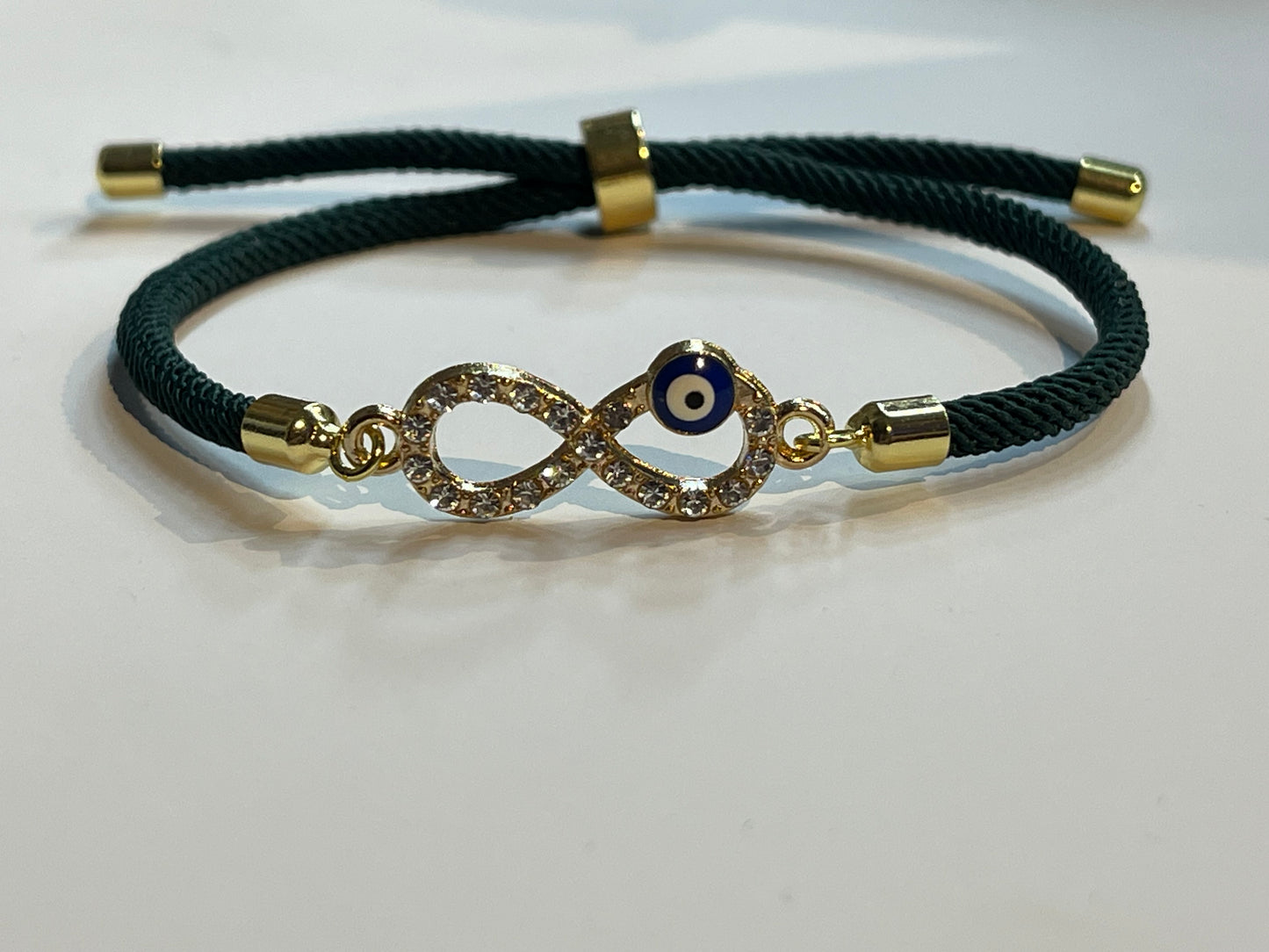 Dainty Infinity Evil eye Adjustable Slider Bracelet