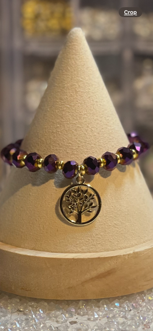 Faceted Purple Austria Crystal Glass Bead bracelet