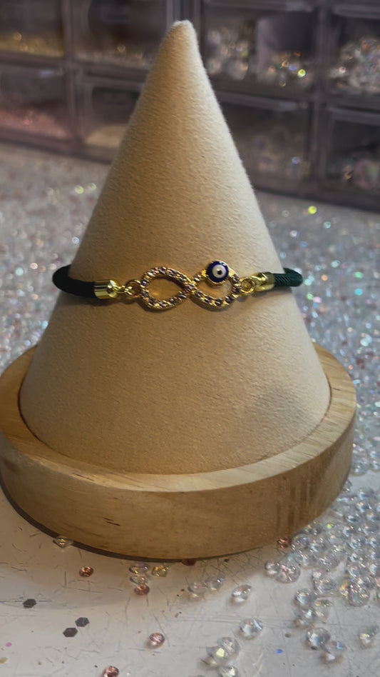 Dainty Infinity Evil eye Adjustable Slider Bracelet